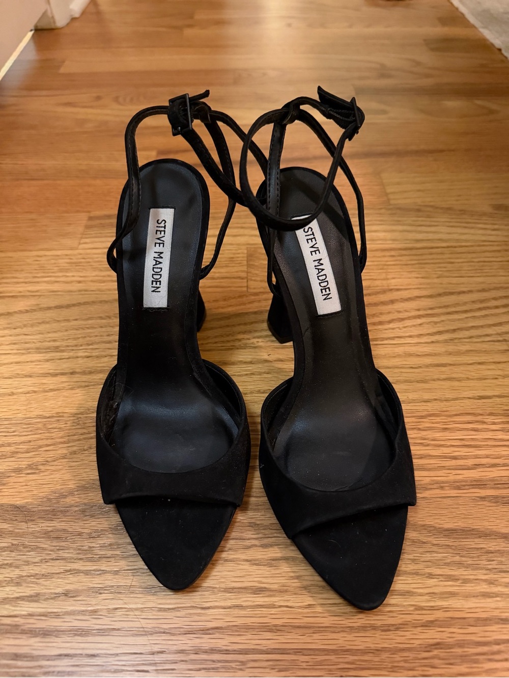 Steve Madden Black Suede Strappy Pointed-Toe Heels